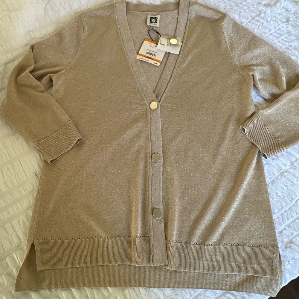 Anne Klein NWT sz S cardigan holiday sweater gold buttons new